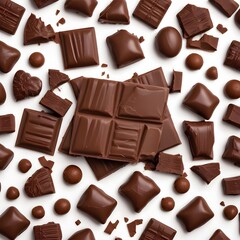 chocolate pieces on white