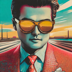 Pop Art -man wearing sunglasses