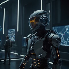 technology role in the world in the future., cinematic , artificial intelligence, 