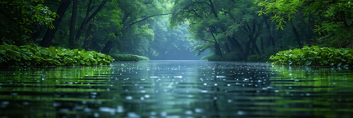 Fototapeta premium Minimalist Lake Scene: Majestic Reflection
