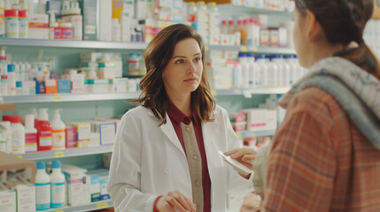 Female Pharmacy Consultant: Providing Professional and Caring Service in Organized Environment