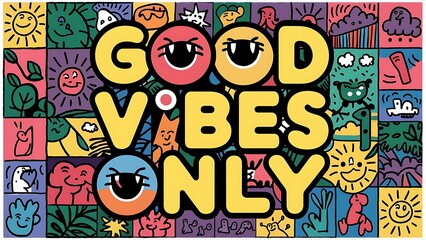 Fototapeta premium Good Vibes Only (Motivational Quotes- Illustration-typography)