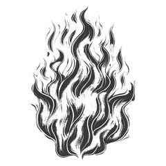 Obraz premium Fire flame full with engraving style black color only