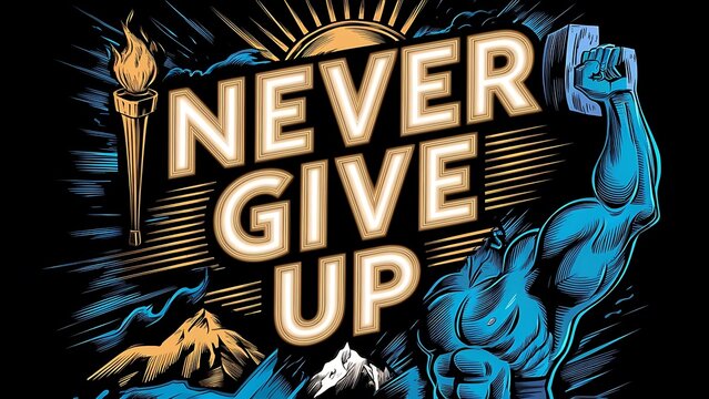 never give up (Motivational Quotes- Illustration-typography)