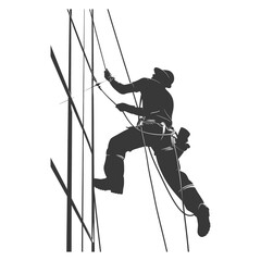 Silhouette Skyscraper window cleaner in action black color only