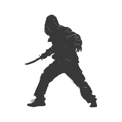 Fototapeta premium Silhouette thief in action full body black color only