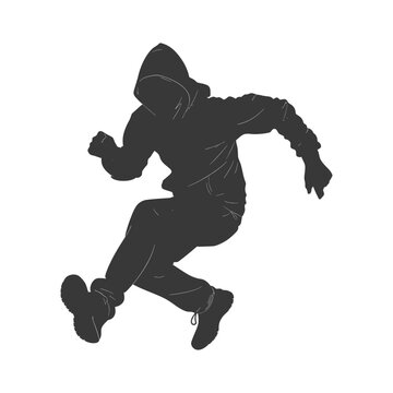 recommend clip art: Silhouette thief in action full body black color only