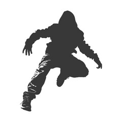 Fototapeta premium Silhouette thief in action full body black color only