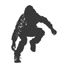 Fototapeta premium Silhouette thief in action full body black color only