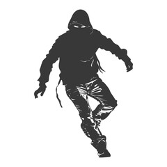 Fototapeta premium Silhouette thief in action full body black color only
