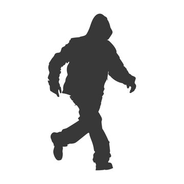recommend clip art: Silhouette thief in action full body black color only