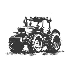 Silhouette tractor heavy equipment black color only