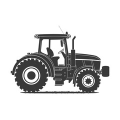 Fototapeta premium Silhouette tractor heavy equipment black color only