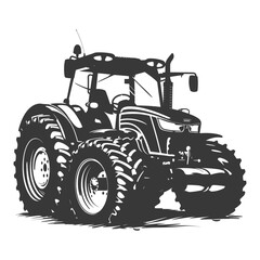 Obraz premium Silhouette tractor heavy equipment black color only