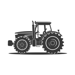 Silhouette tractor heavy equipment black color only