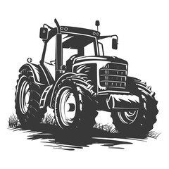 Silhouette tractor heavy equipment black color only