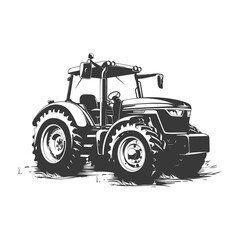 Silhouette tractor heavy equipment black color only