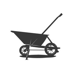 Silhouette wheelbarrow black color only