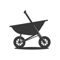 Silhouette wheelbarrow black color only