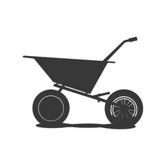 Silhouette wheelbarrow black color only