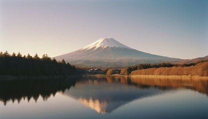 Fototapeta premium fuji mountain view from lake, long exposure 