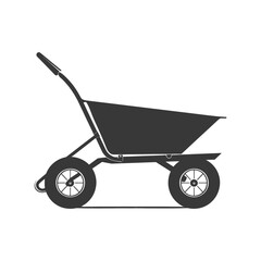 Silhouette wheelbarrow black color only