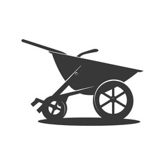 Silhouette wheelbarrow black color only