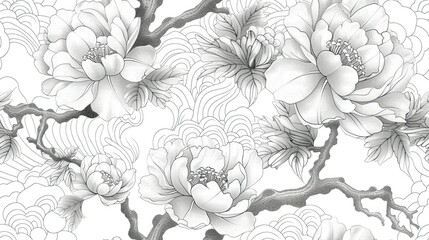 Chinese traditional pattern, line art, chinese in techniquesï¼Œoriental zen style