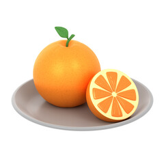 orange with leaf 3d Illustration