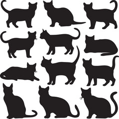 Black Cats Silhouette Vector Set