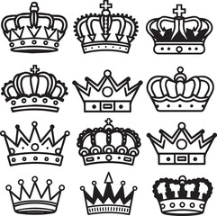Obraz premium Crowns Silhouette Vector Set