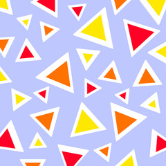 Red, orange, and yellow triangles with white outlines on light blue background