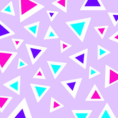 Purple, pink, and blue triangles with white outlines on light purple background