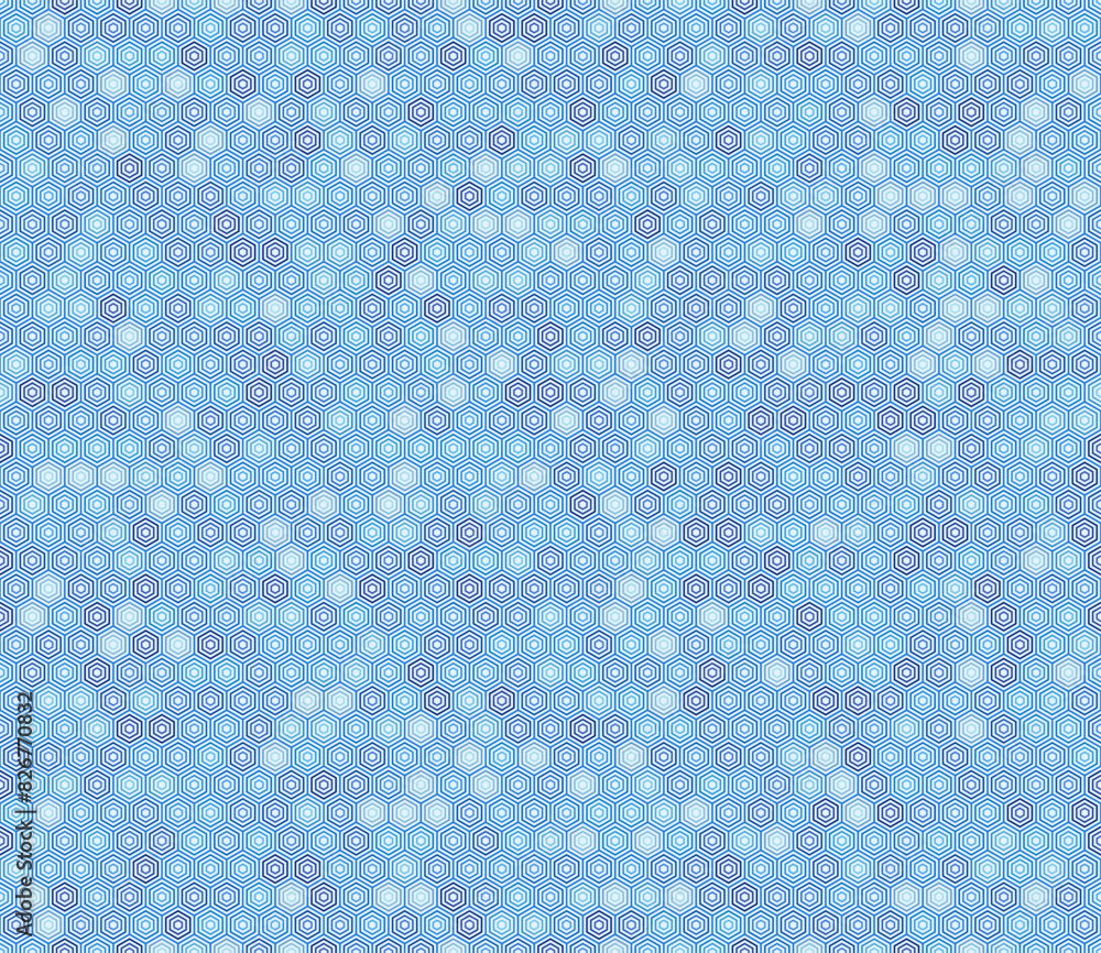 Poster honeycomb mosaic background. blue color tones gradients. simple stacked hexagons pattern. regular he