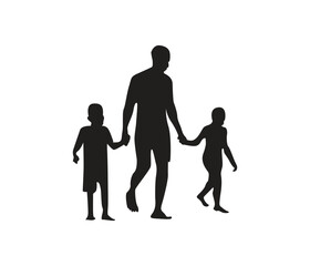 vector silhouette of a man holding a baby hands 
