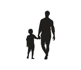 vector silhouette of a man holding a baby hands 