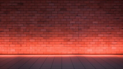 Fototapeta premium Illuminated Brick Wall With Gradual Shades From Deep Red To Shadows. Generative AI