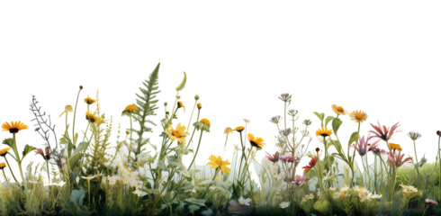 PNG A grass and flowers grassland outdoors nature
