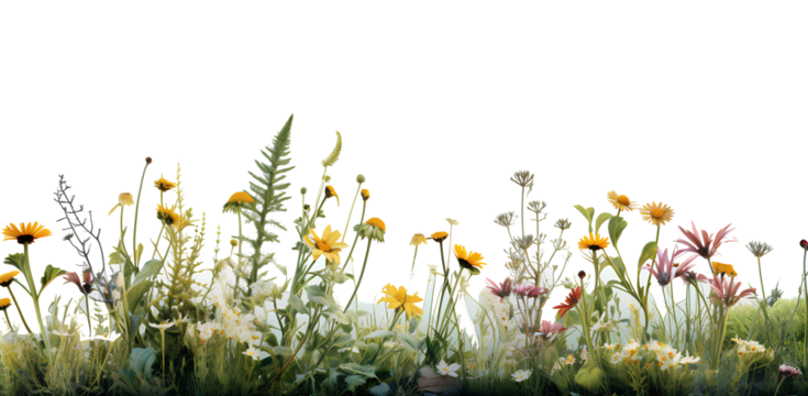 PNG A grass and flowers grassland outdoors nature
