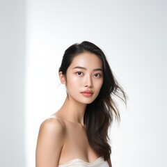 Beauty face Asain bright white background