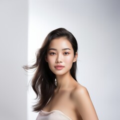Fototapeta premium Beauty face Asain bright white background