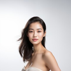 Beauty face Asain bright white background