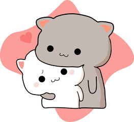 Cute kittens for children on a pink background.