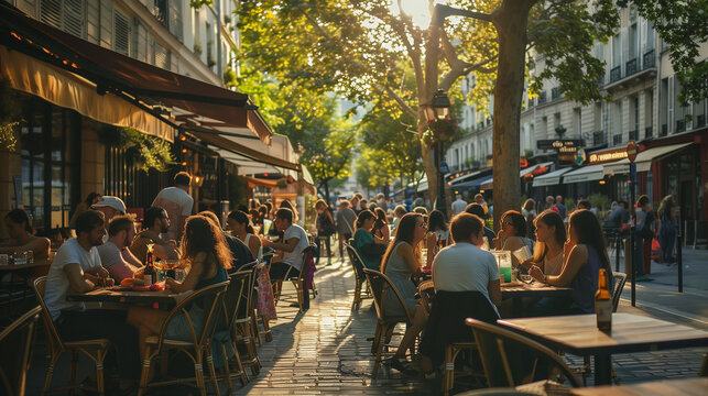 Parisians and Tourists Enjoy Eating and Drinking in Paris