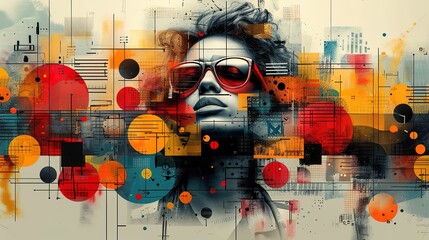 Design art concept abstract contemporary modern background business graphic idea. Work concept art design retro office poster icon hand team success digital ad artwork visual technology research job
