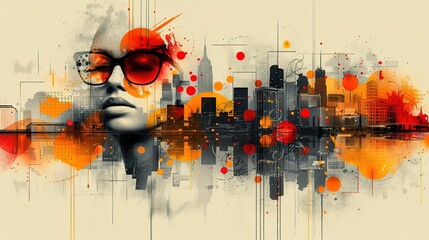 Design art concept abstract contemporary modern background business graphic idea. Work concept art design retro office poster icon hand team success digital ad artwork visual technology research job