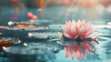 flower, water lily, aquatic, lotus, meditation, zen, lily, light, bright, lake, nature, pink, water, plant, duck pond, calm, horizontal, relax, romance, surface, blooming, tropical, beauty, blue, flor