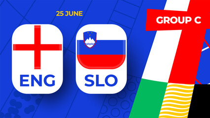 England vs Slovenia football 2024 match versus. 2024 group stage championship match versus teams intro sport background, championship competition.