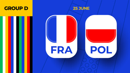 France vs Poland football 2024 match versus. 2024 group stage championship match versus teams intro sport background, championship competition.