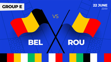 Belgium vs Romania football 2024 match versus. 2024 group stage championship match versus teams intro sport background, championship competition.